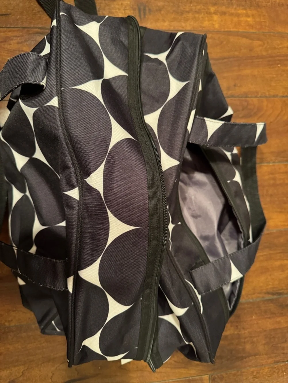 Thirty one Black and Cream Polka Dot Travel Duffel Bag - Picture 11 of 15